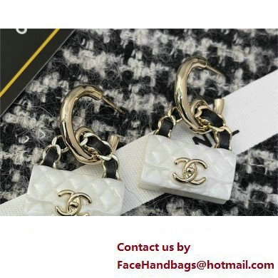 chanel Hoop Earrings in Metal, Resin & Calfskin. Gold, Pearly White & Black ABA009 2023
